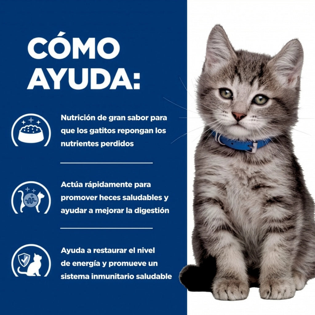 Hill's i/d Cuidado Digestivo para Gatitos, alimento Prescription Diet con pollo en bolsa blanca con imagen de gatito.