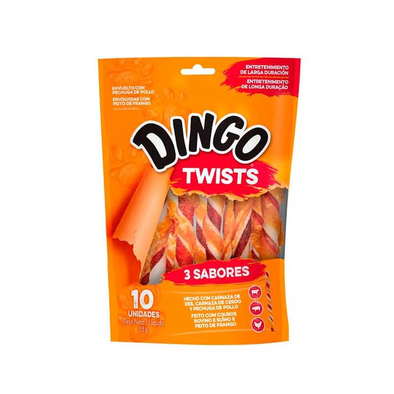 Dingo Snack Triple Flavor Twist - 10 unidades