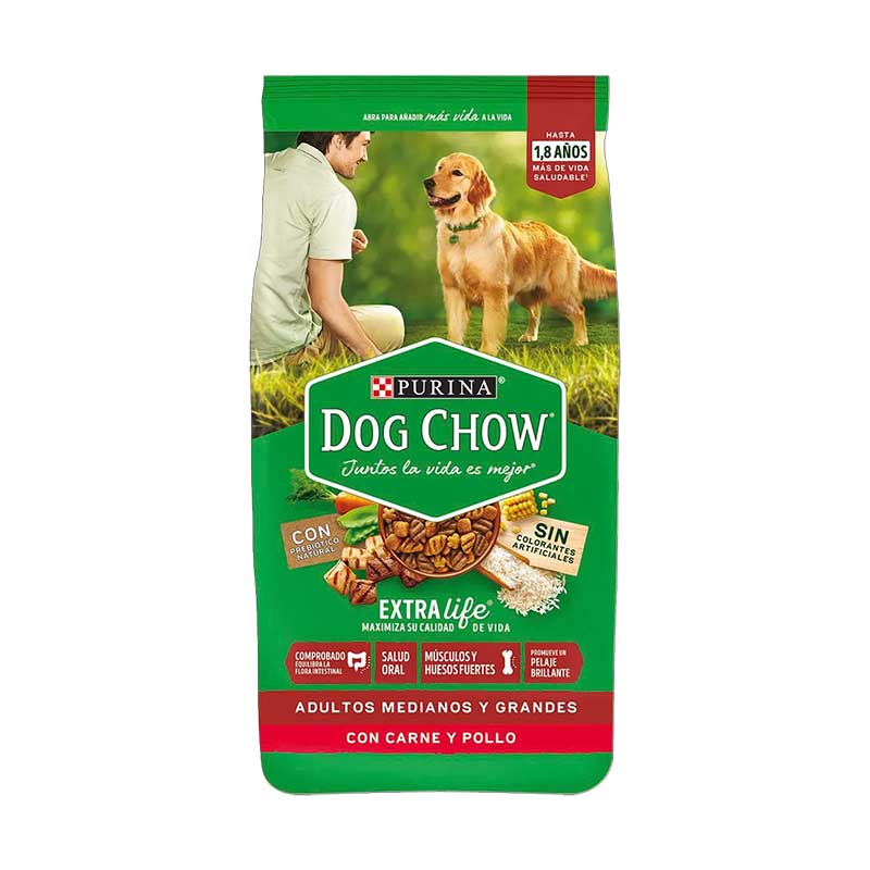 Dog Chow Carne y Pollo para Perros Razas Medianas y Grandes - 8 Kg