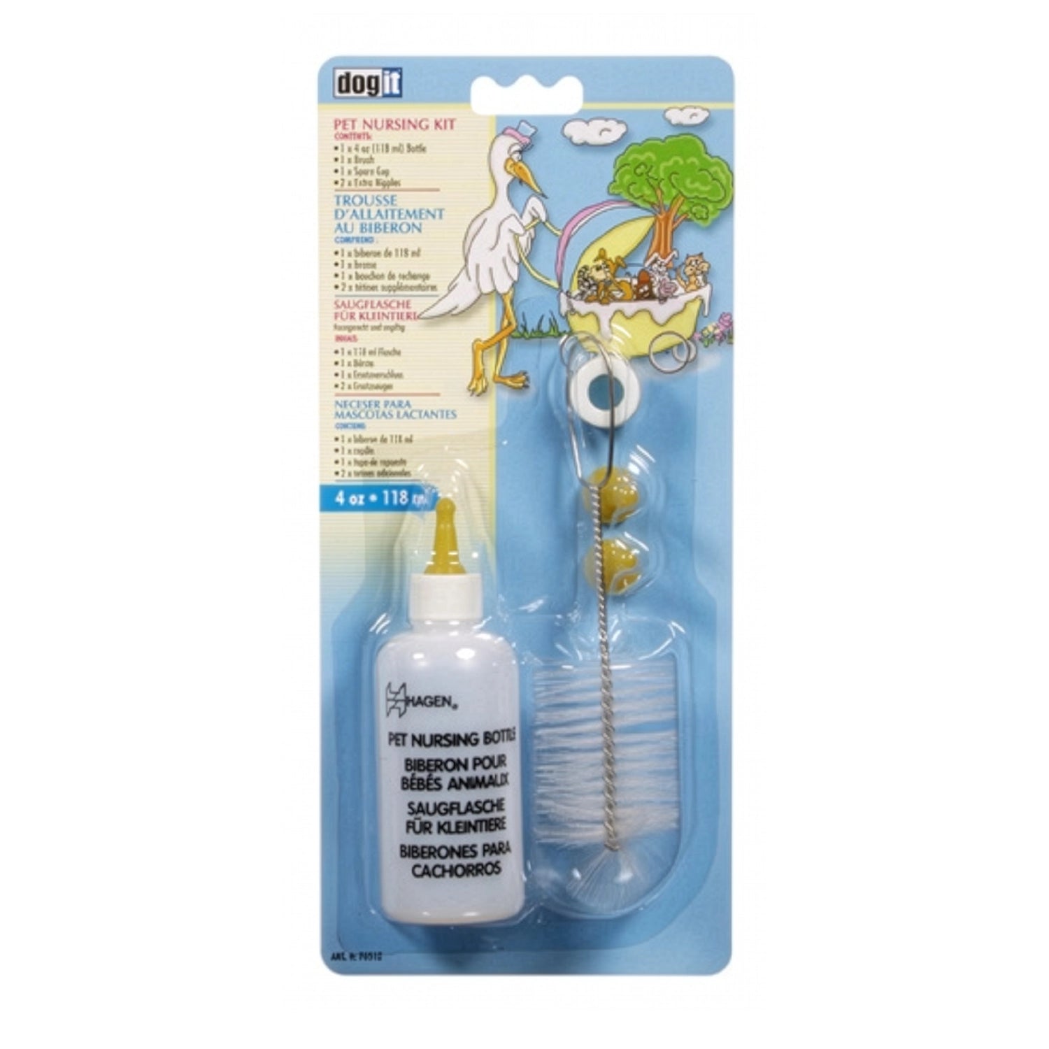 Kit de Mamadera para Mascotas Lactantes con biberón, cepillo y tetinas para alimentación de cachorros y gatitos.