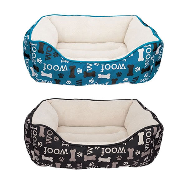 Dogit Dreamwell Cama Rectangular "Woof & Bone" - Negro