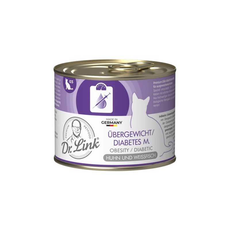 Dr. Link Lata Dieta Especial Obesidad y Diabetes Pollo y Pescado Blanco para Gatos 200 g