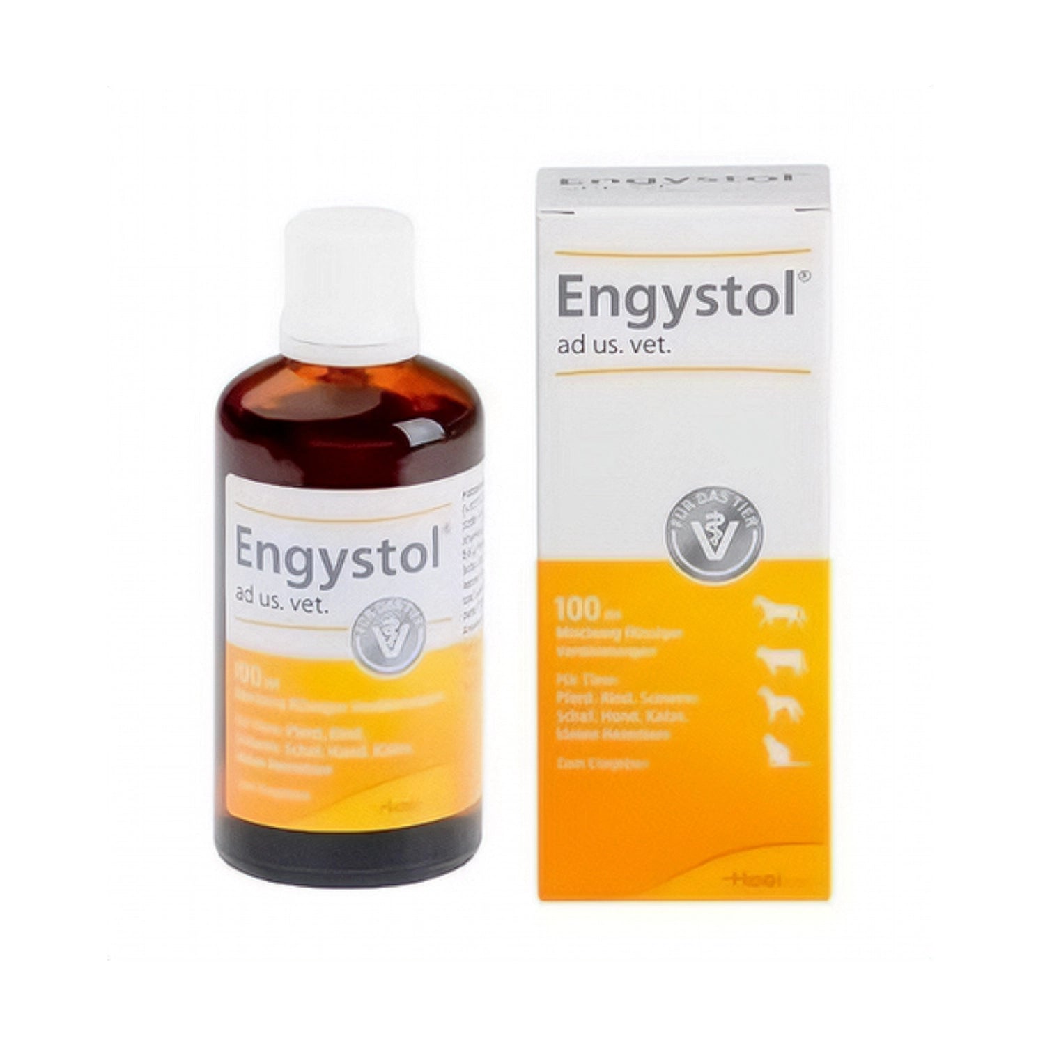 Heel Vet Engystol Solución Oral veterinaria con botella de 100 ml y caja para perros, gatos y animales.