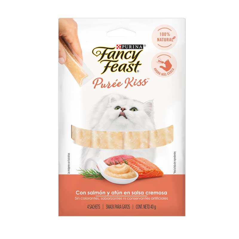 Snack Fancy Feast Purée Kiss de Salmón y Atún Cremoso 40 gr