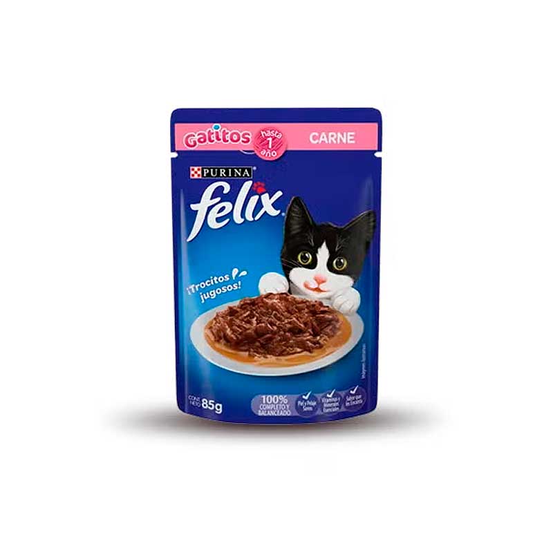 Felix Classic Pouch Carne para Gatitos 85 g