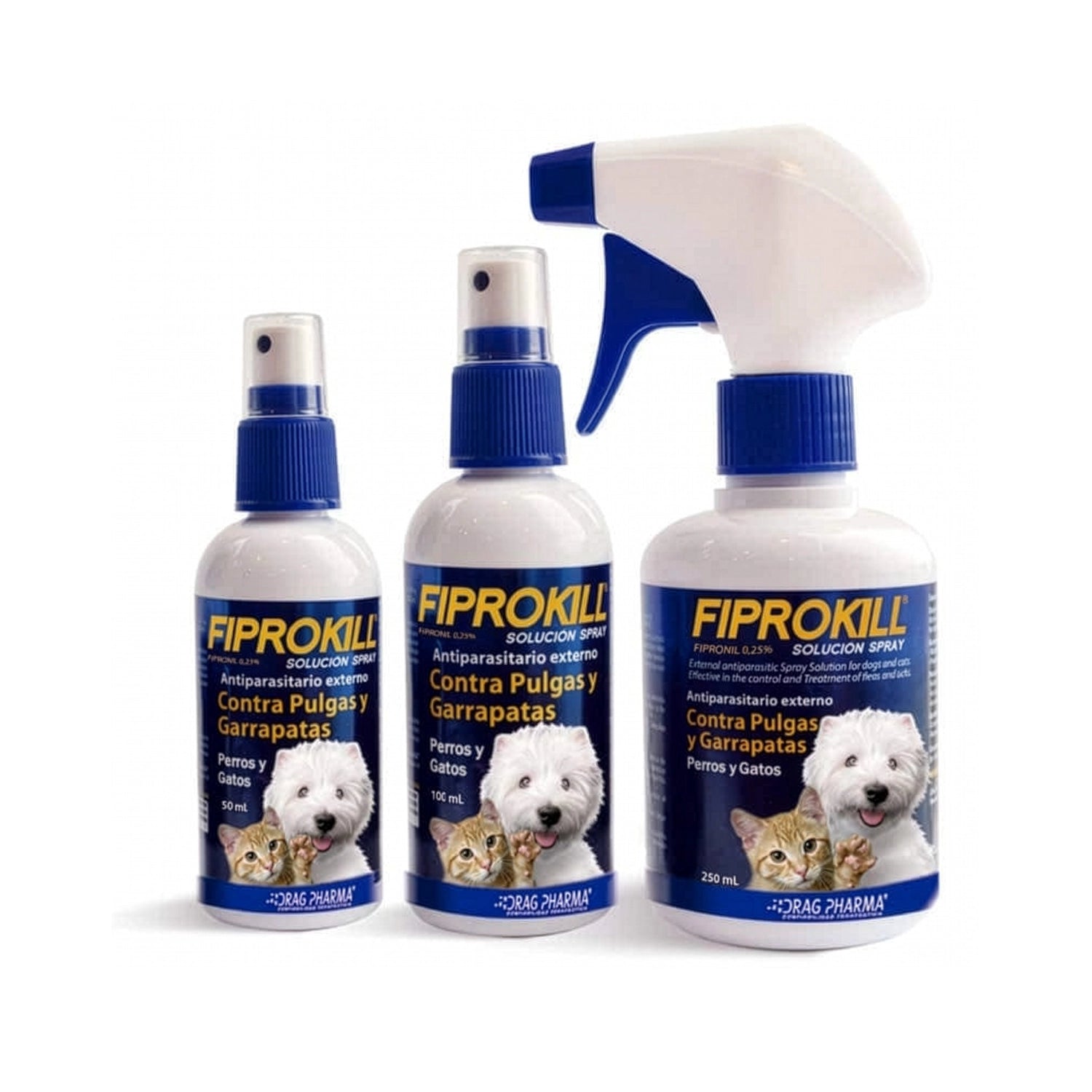 Fiprokill Spray Perros y Gatos, antiparasitario externo contra pulgas y garrapatas en frasco spray