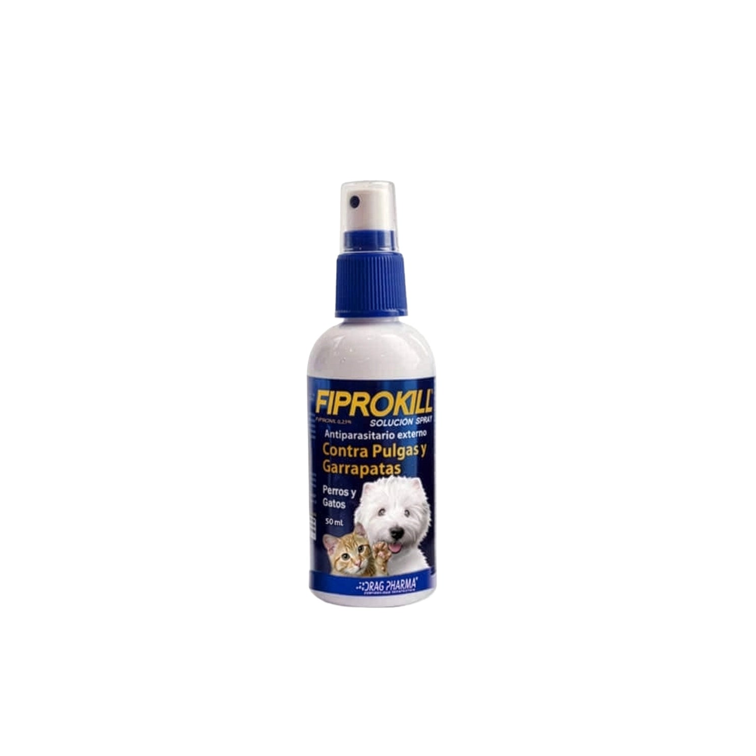 Fiprokill Spray Perros y Gatos, antiparasitario externo contra pulgas y garrapatas en frasco spray de 50 ml.