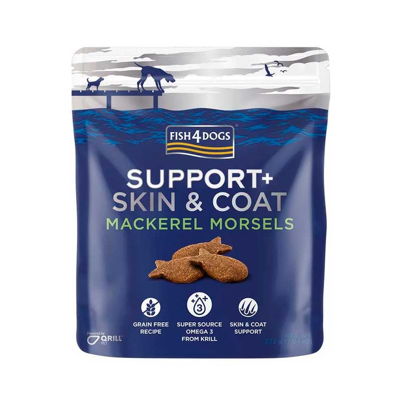 Fish4Dogs Support+ Skin & Coat Mackarel Morsels 225 gr