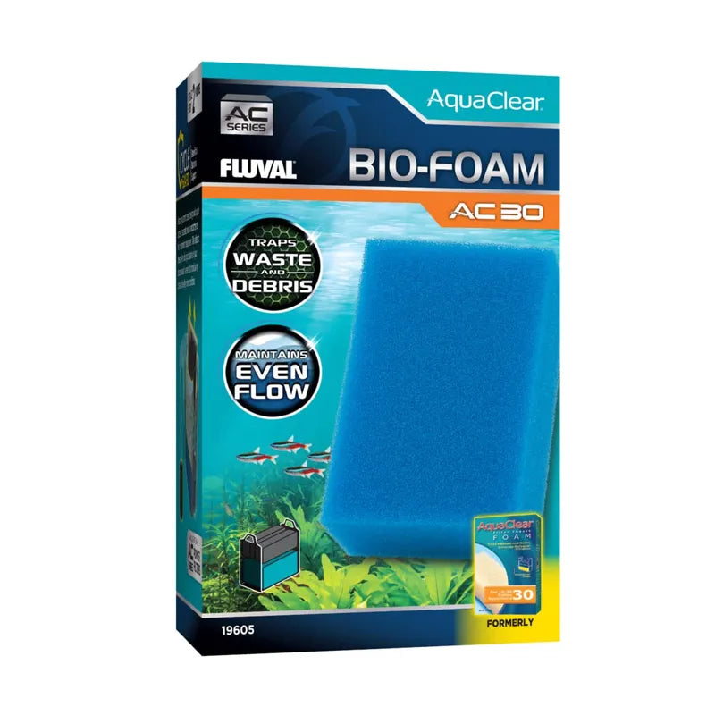 Fluval Aquaclear Bio-Foam para Filtros AC30 en caja, esponja filtrante azul que retiene residuos y mantiene flujo en acuarios