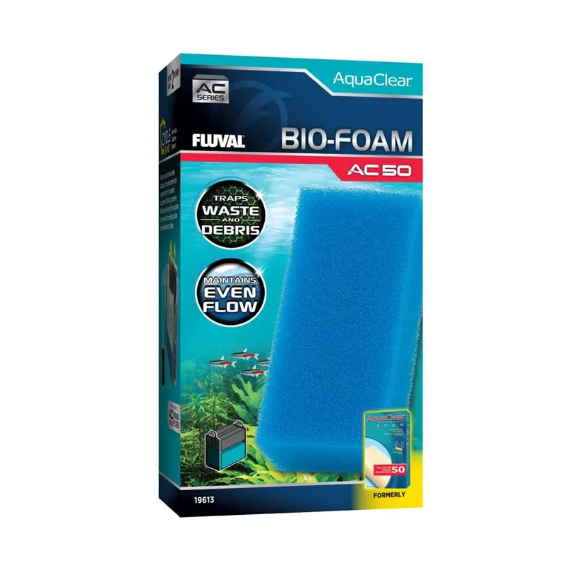 Fluval Aquaclear Bio-Foam para Filtros AC50 en caja, esponja filtrante azul que retiene residuos y mantiene flujo en acuarios