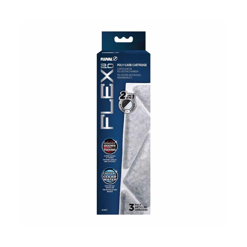 Fluval Repuesto Poly-Carb Cartridge para Acuarios Flex 2.0, cartuchos blancos para filtración que eliminan olores y toxinas