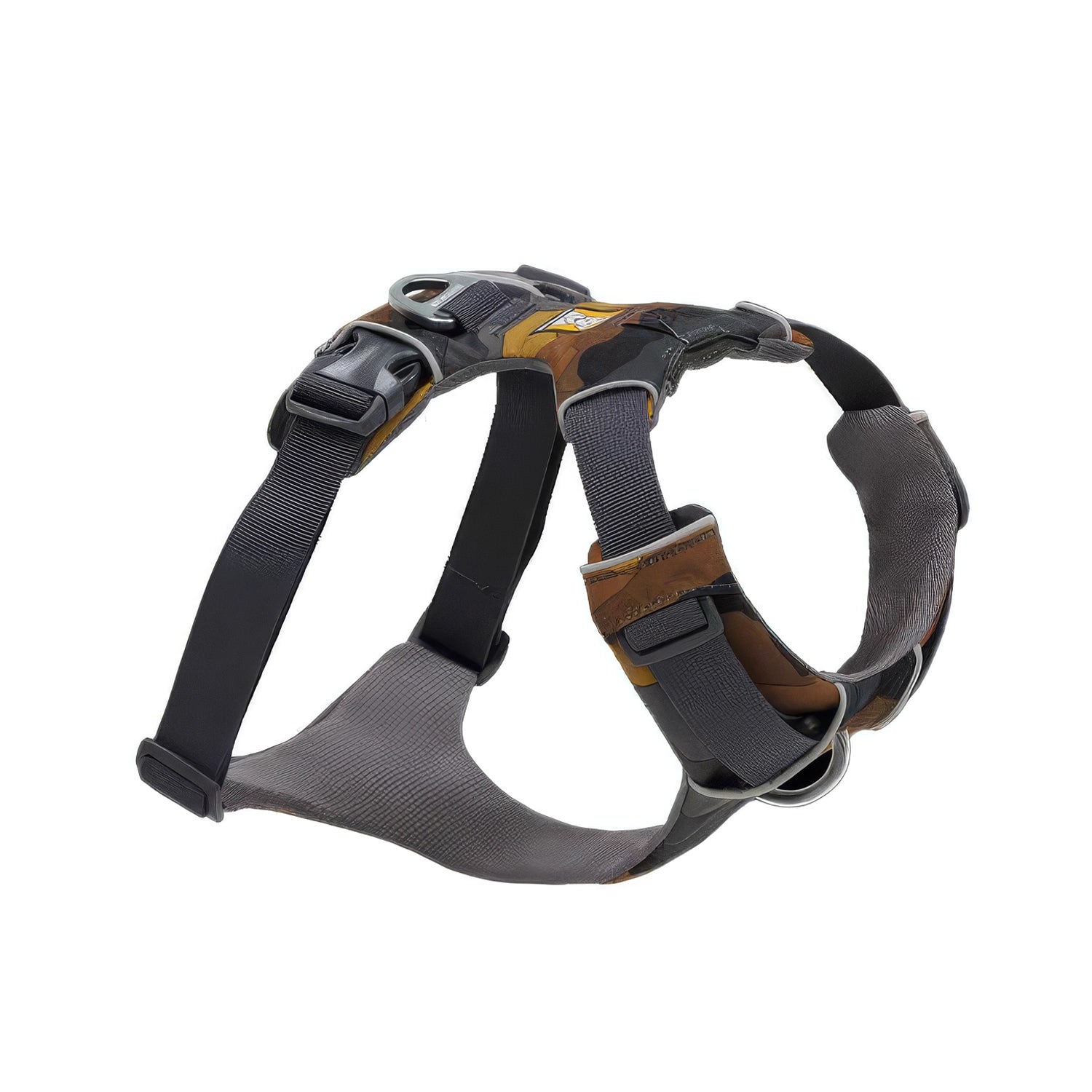 Arnés para Perros "Front Range" Ruffwear en color Moonlight Mountain, con acolchado, cuatro puntos de ajuste y anillo metálico para correa.