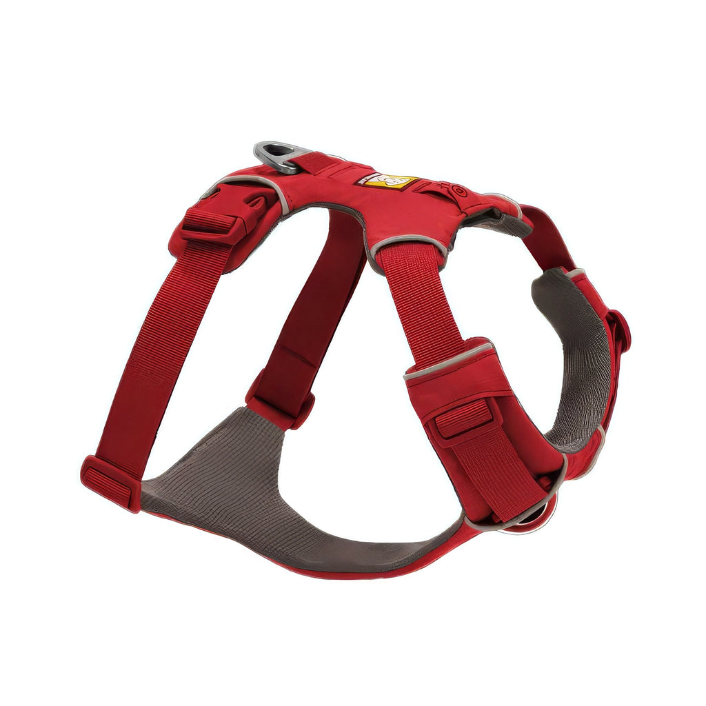 Arnés para Perros "Front Range" Ruffwear en color Red Canyon, con acolchado, cuatro puntos de ajuste y anillo metálico para correa.