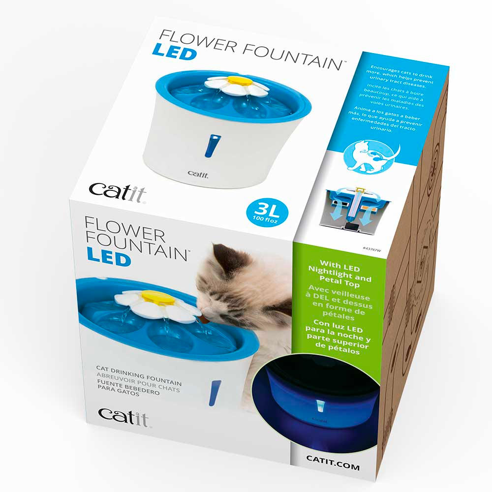 Bebedero Estilo Fuente Floral LED para Gatos