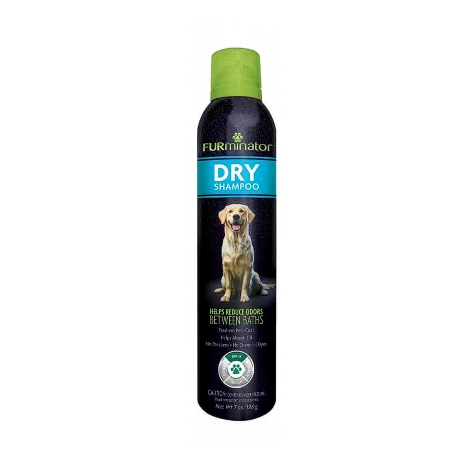 Shampoo Seco FURminator para Perros en envase tipo spray, diseñado para reducir olores entre baños y mantener el pelaje limpio.