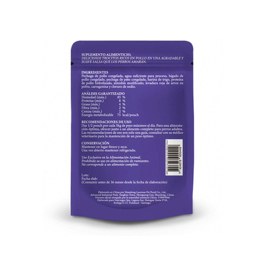 Gerolamo Salvatore Pouch Pollo para Perros, alimento húmedo con trocitos de pollo en salsa, pouch de 100 g.