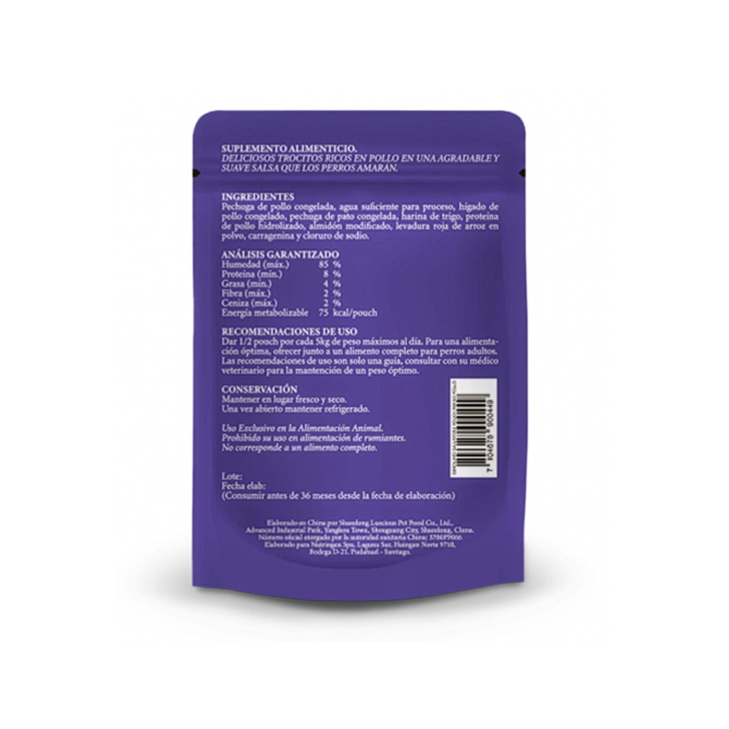 Gerolamo Salvatore Pouch Pollo para Perros, alimento húmedo con trocitos de pollo en salsa, pouch de 100 g.