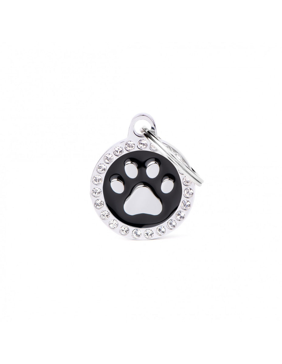 Placa Glam Swarovski "My Family" Huella Negro