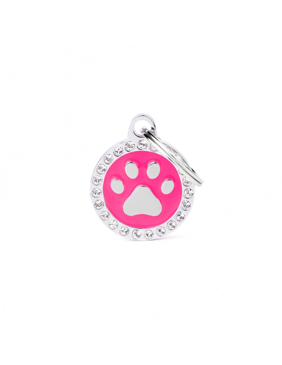 Placa Glam Swarovski "My Family" Huella Rosado