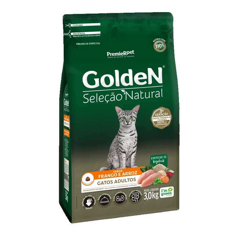 GoldeN Selección Natural Pollo y Arroz para Gatos Adultos - 10,1 Kg