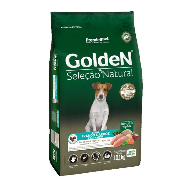 GoldeN Selección Natural Pollo y Arroz para Perros Razas Pequeñas - 10,1 Kg