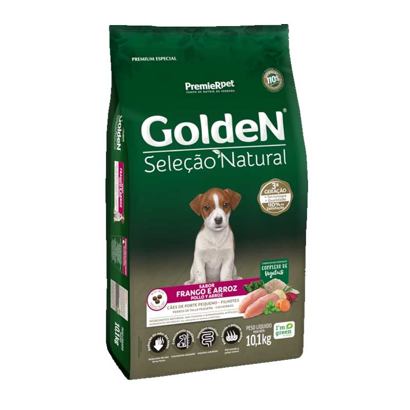 GoldeN Selección Natural Pollo y Arroz para Cachorros Razas Pequeñas - 10,1 Kg