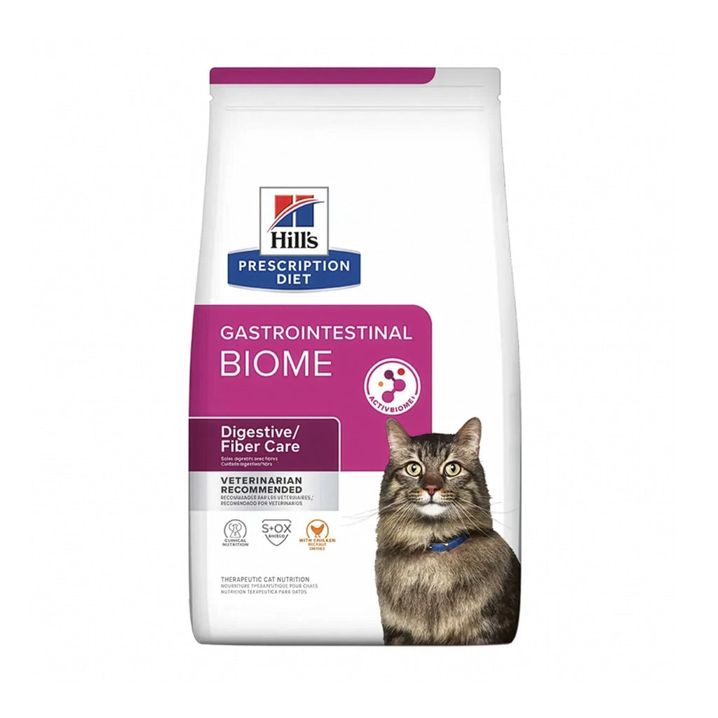 Hill's Gastrointestinal Biome para Gatos, alimento seco Prescription Diet con soporte veterinario para la salud digestiva y el equilibrio intestinal.