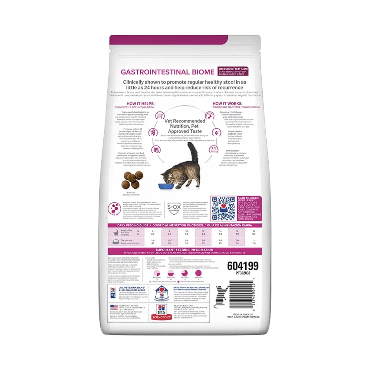 Hill's Gastrointestinal Biome para Gatos, alimento seco Prescription Diet con soporte veterinario para la salud digestiva y el equilibrio intestinal.