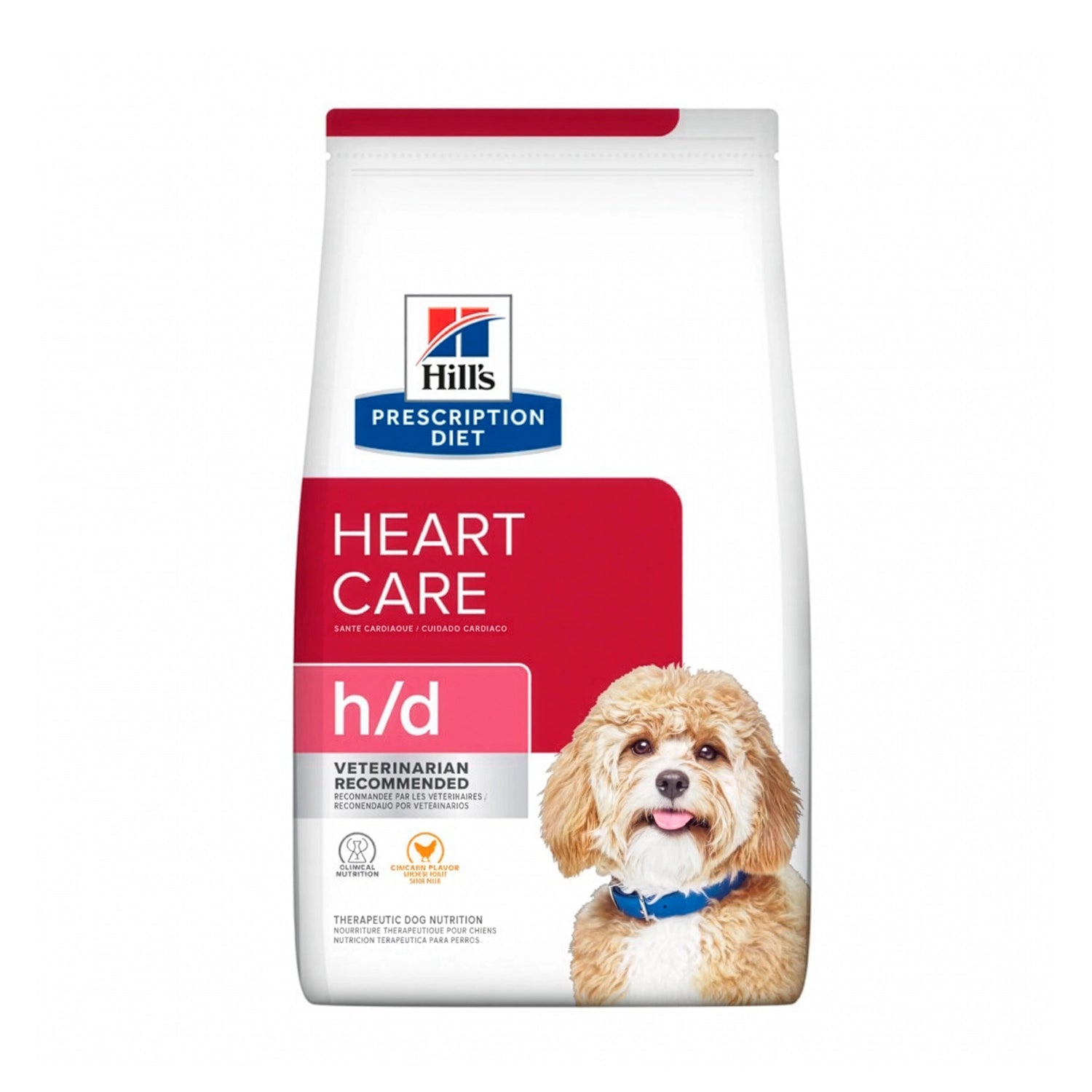 Hill's h/d Cuidado Cardíaco para Perros en bolsa Prescription Diet, alimento veterinario con sabor a pollo para apoyar la salud del corazón.