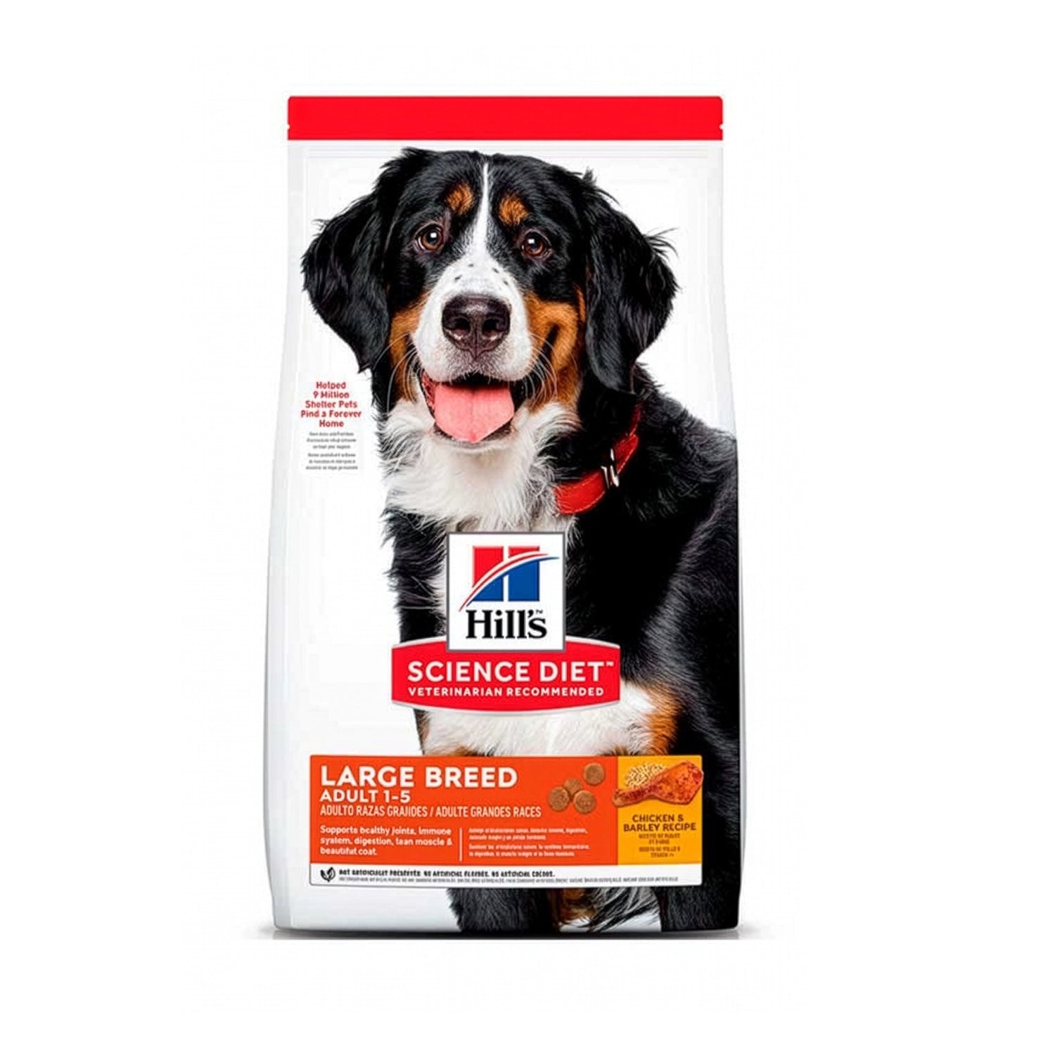 Hill's Adult Large Breed Razas Grandes en bolsa Science Diet con perro de raza grande y alimento seco con pollo y cebada.