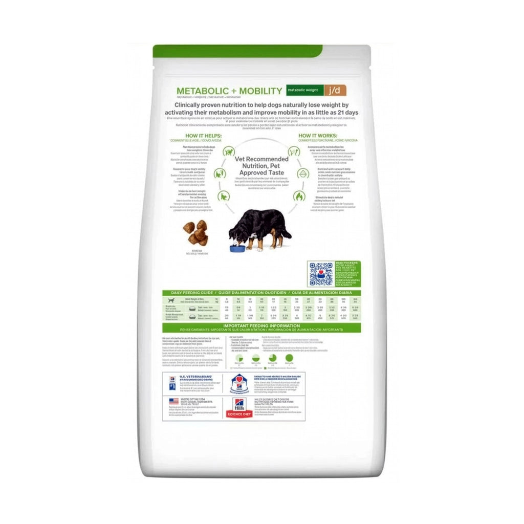 Hill's Metabolic+Mobility para Perros en bolsa Prescription Diet, alimento veterinario para control de peso y apoyo a la movilidad.