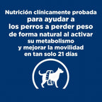 Hill's Metabolic+Mobility para Perros en bolsa Prescription Diet, alimento veterinario para control de peso y apoyo a la movilidad.