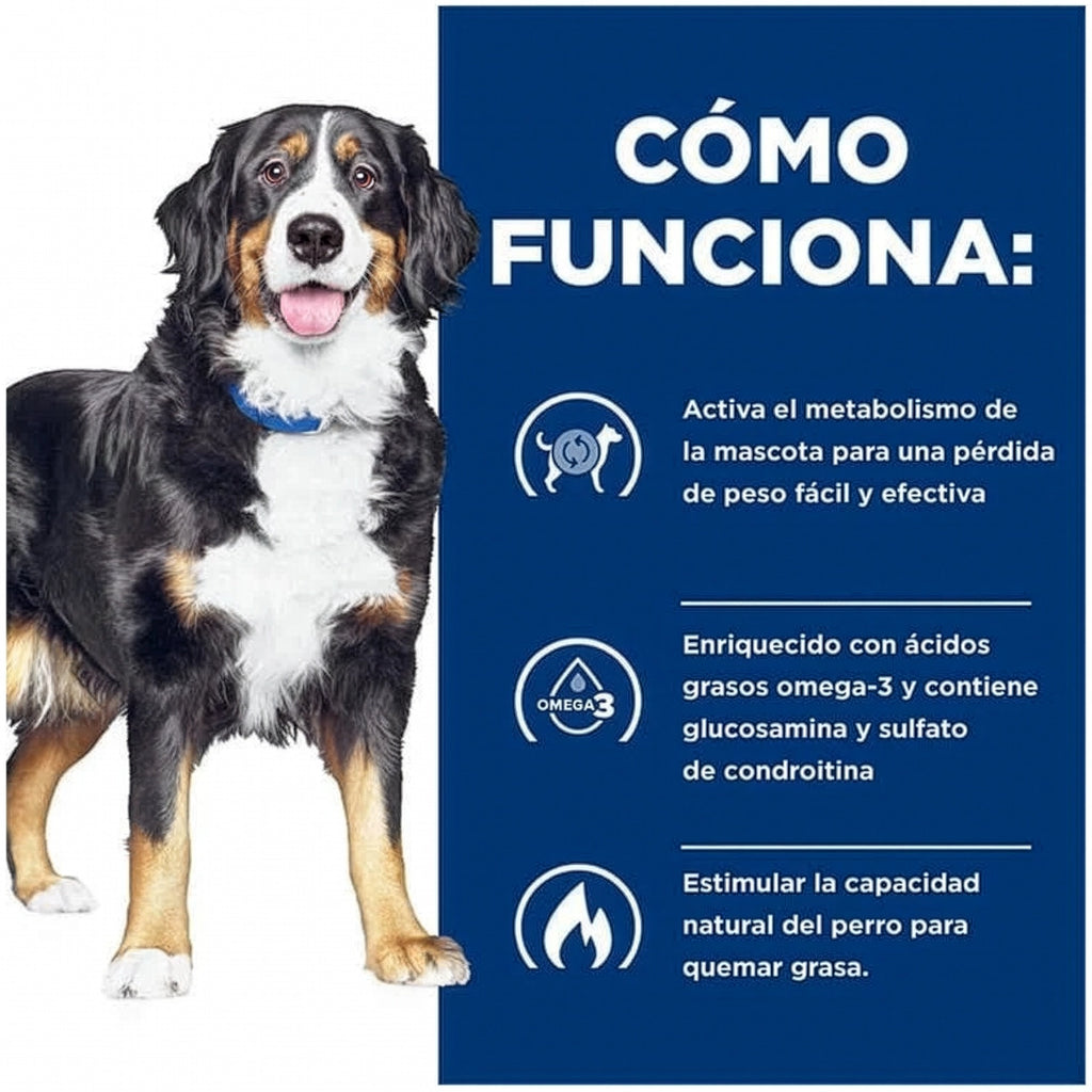 Hill's Metabolic+Mobility para Perros en bolsa Prescription Diet, alimento veterinario para control de peso y apoyo a la movilidad.