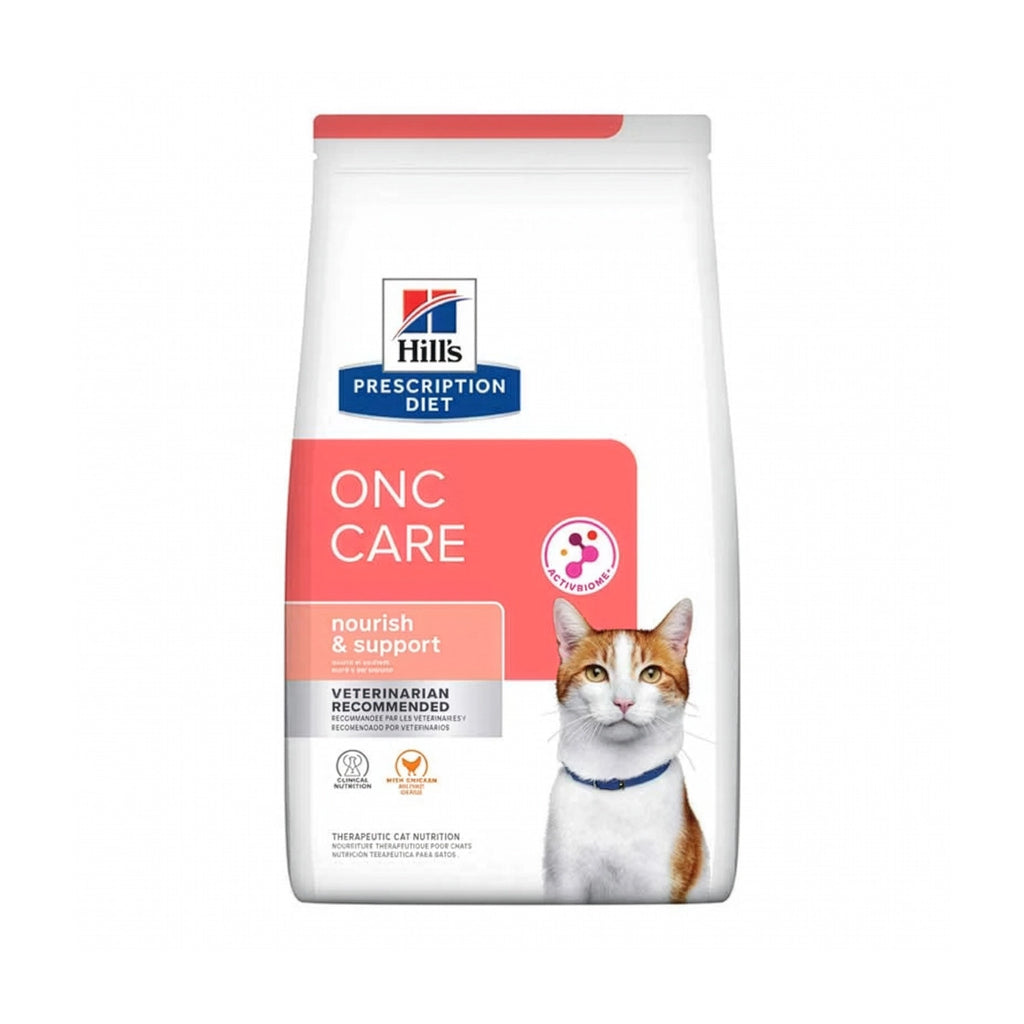 Hill's Onc Care para Gatos en saco, alimento clínico Prescription Diet con ActivBiome+, formulado para brindar nutrición y apoyo.