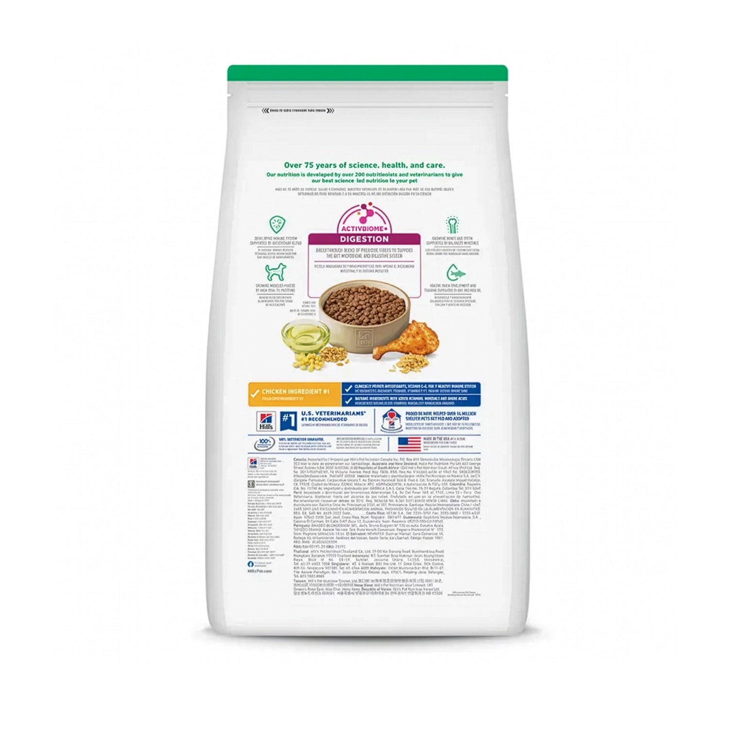 Hill's Healthy Development para Cachorros con receta de pollo y arroz integral, alimento seco para cachorros en envase con un perro Beagle.