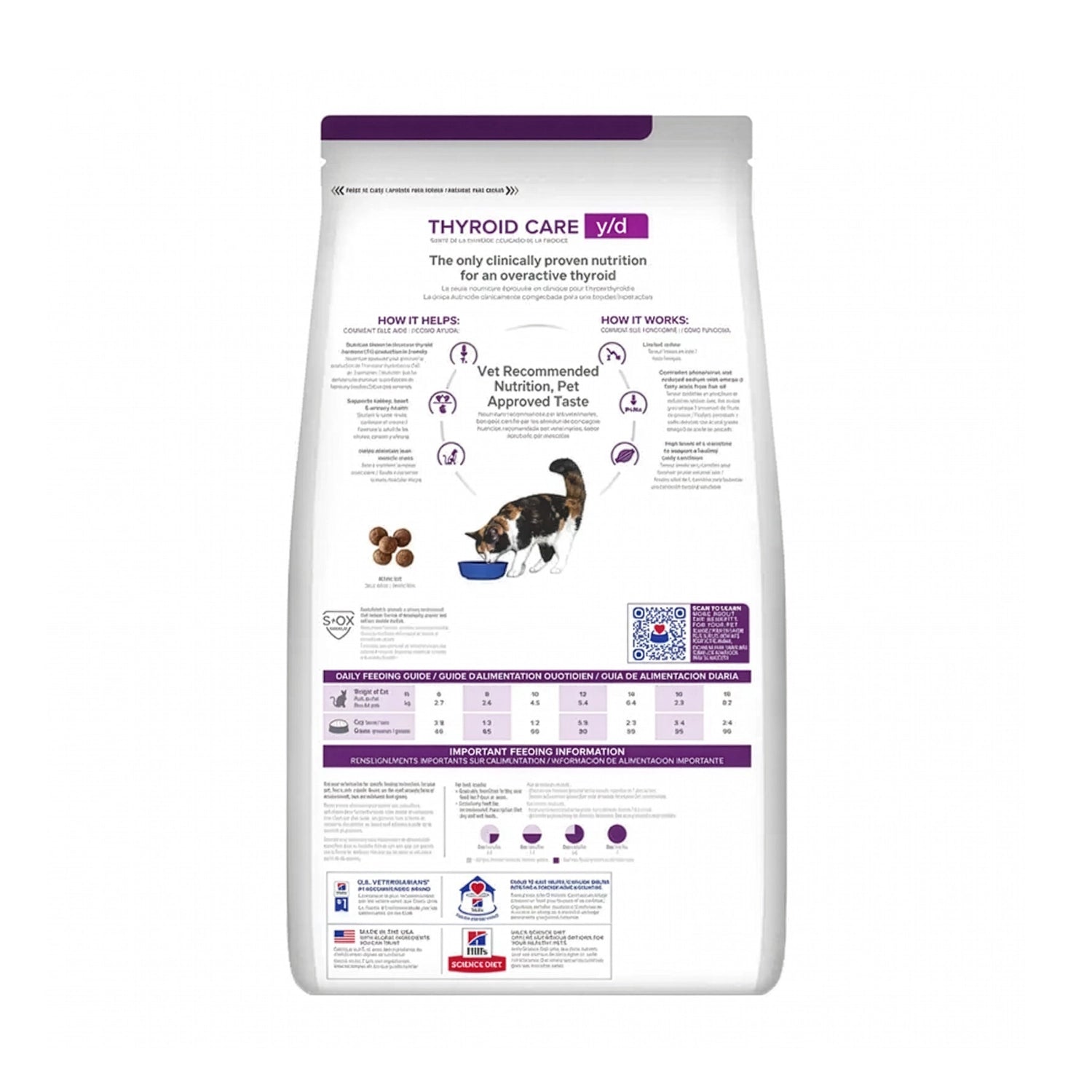 Hill's y/d Cuidado Tiroides para Gatos en bolsa Prescription Diet con sabor a pollo, alimento clínico para el manejo de la salud tiroidea.