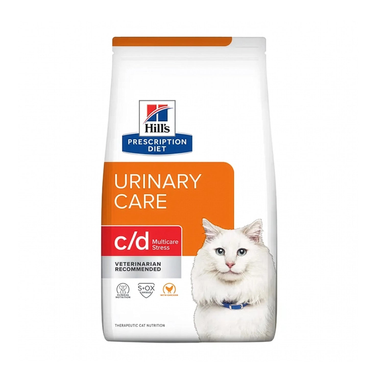 Hill's c/d Stress con Pollo para Gatos, alimento seco Prescription Diet para el cuidado urinario y el manejo del estrés felino.
