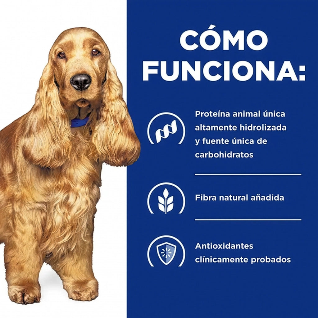 Hill's z/d Hipoalergénico para Perros en bolsa Prescription Diet, alimento veterinario formulado para perros con sensibilidad alimentaria.