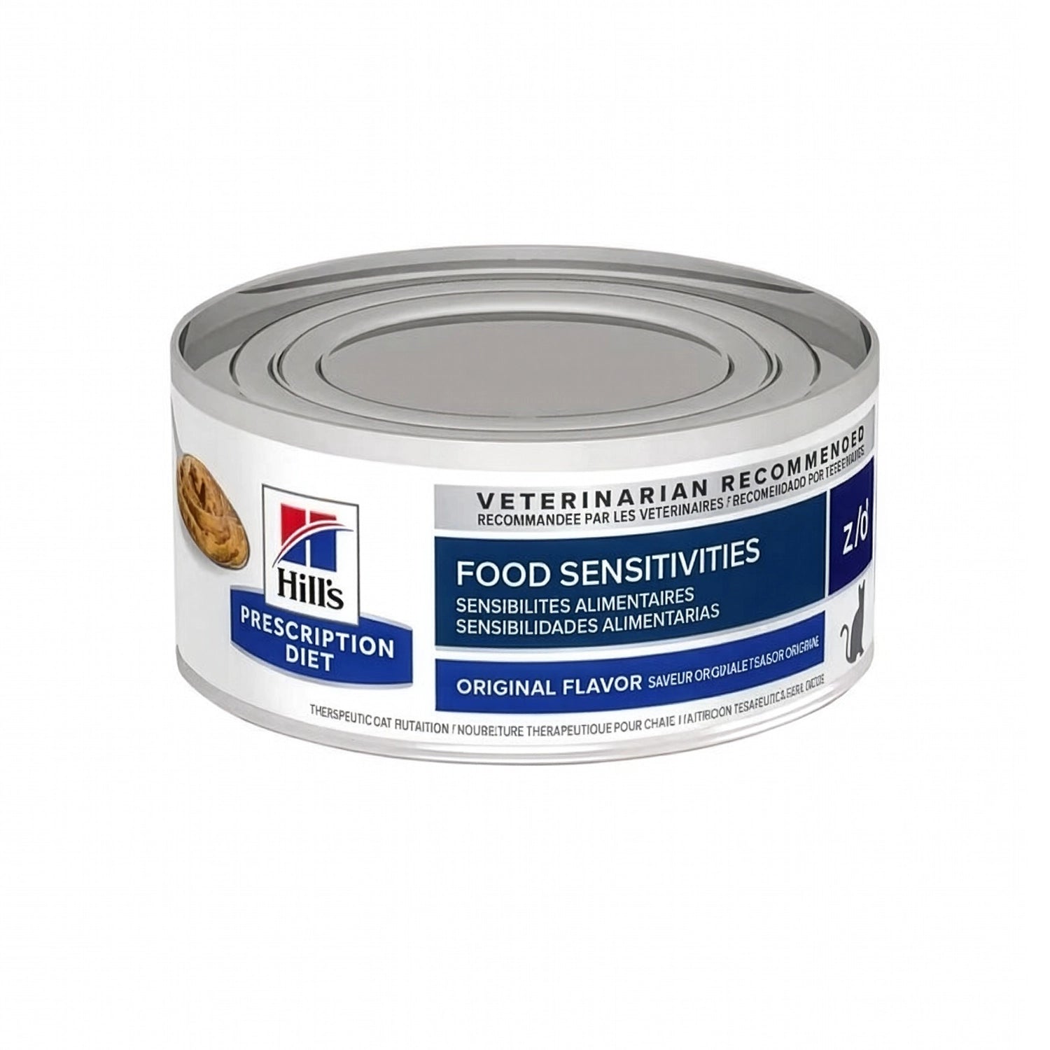 Hill's z/d Lata Skin Food Sensitivities Gatos, alimento húmedo veterinario para gatos con sensibilidades alimentarias en lata.