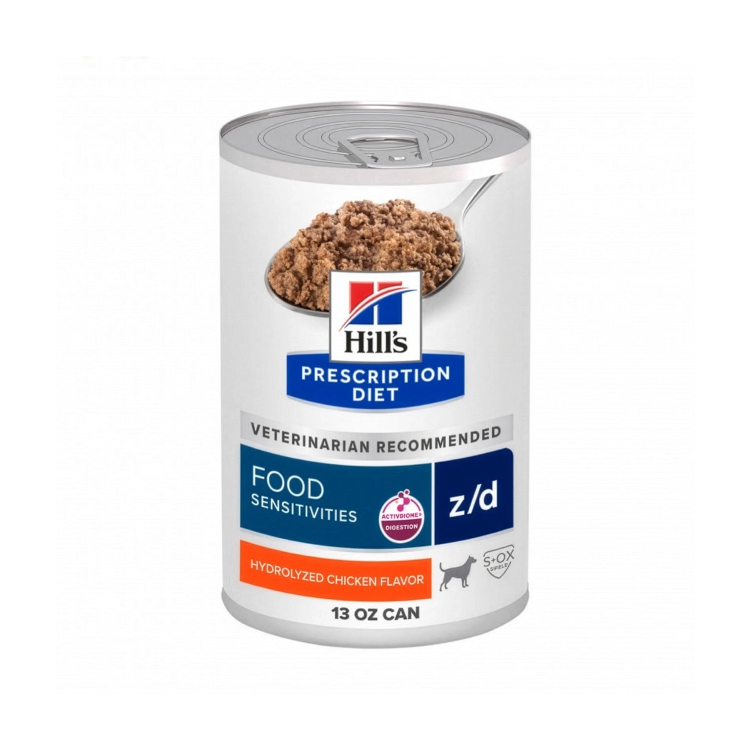 Hill's Lata Z/D Skin/Food Sensitivities para Perros, alimento húmedo Prescription Diet con sabor a pollo hidrolizado.