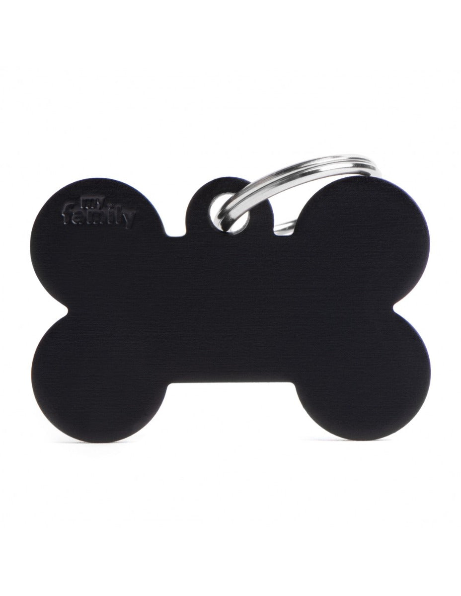 Placa Basic Hueso Aluminio "My Family" Grande Negra