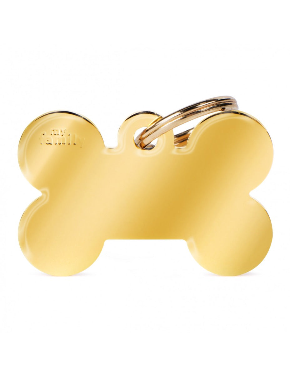 Placa Basic Hueso Latón "My Family" Grande Dorada