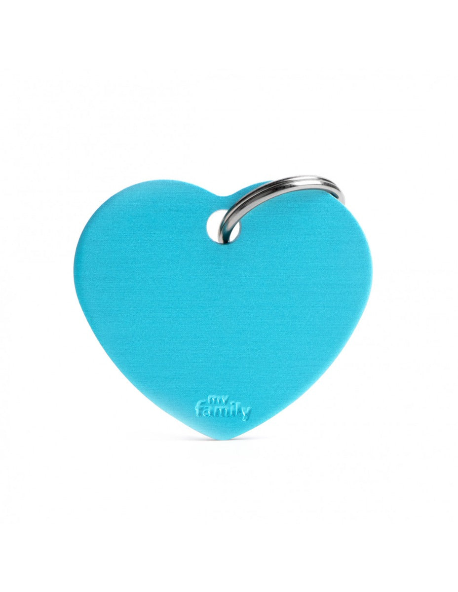 Placa Basic Corazón Aluminio "My Family" Grande Celeste