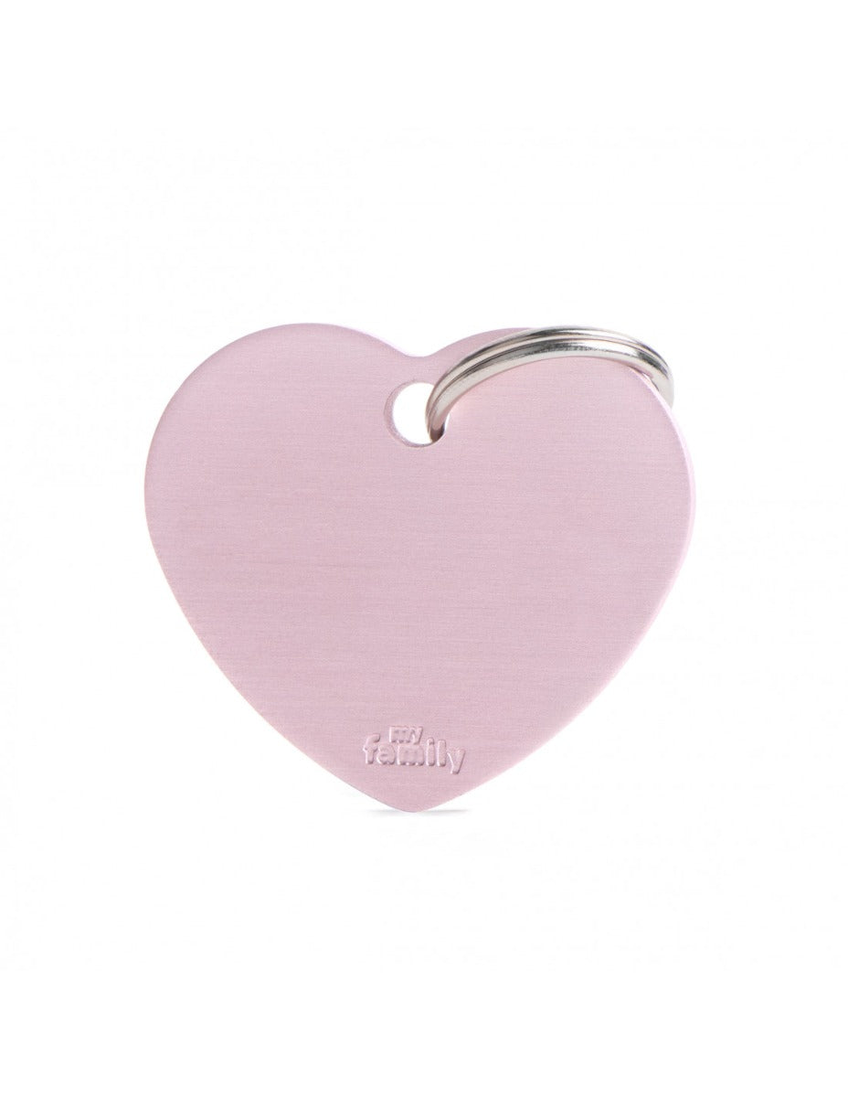 Placa Basic Corazón Aluminio "My Family" Grande Rosada