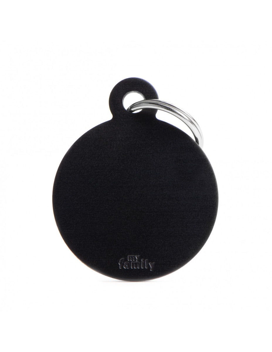 Placa Basic Círculo Aluminio "My Family" Grande Negra