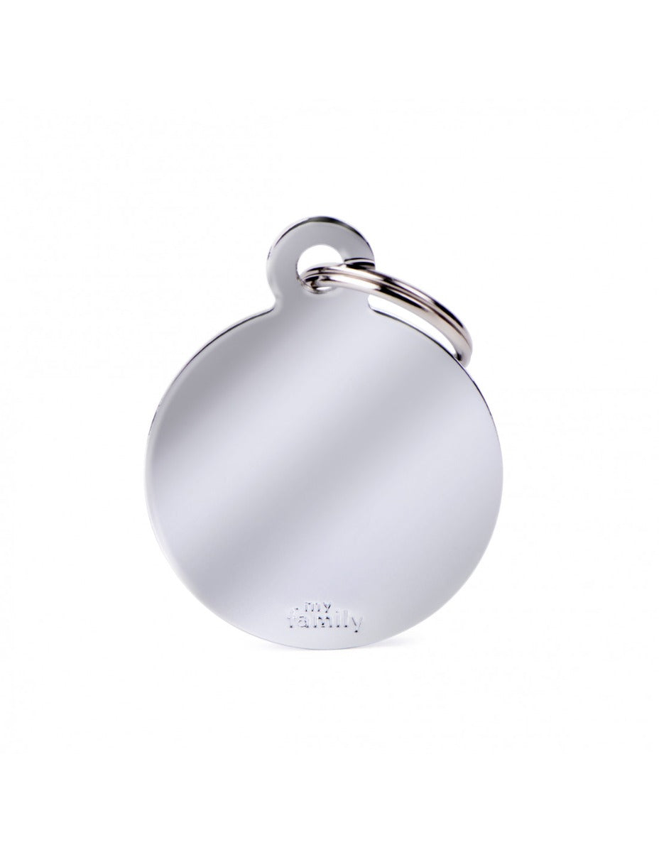 Placa Basic Círculo Latón "My Family" Grande Cromada