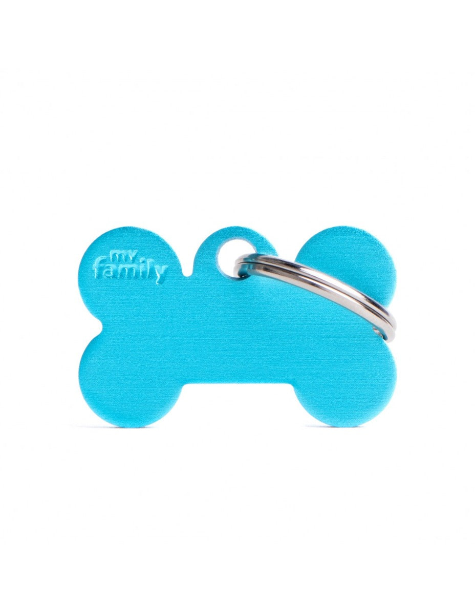 Placa Basic Hueso Aluminio "My Family" Pequeña Celeste