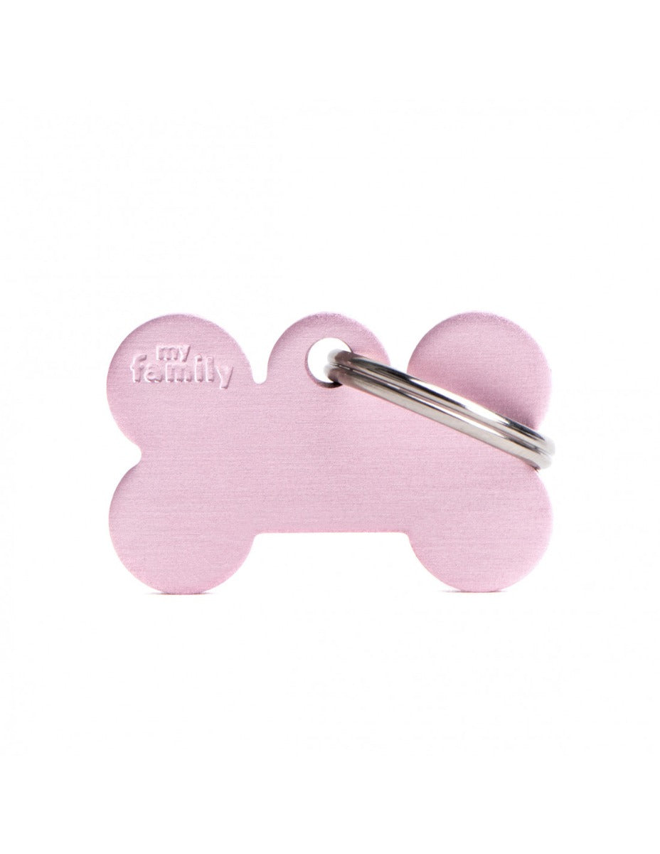 Placa Basic Hueso Aluminio "My Family" Pequeña Rosada