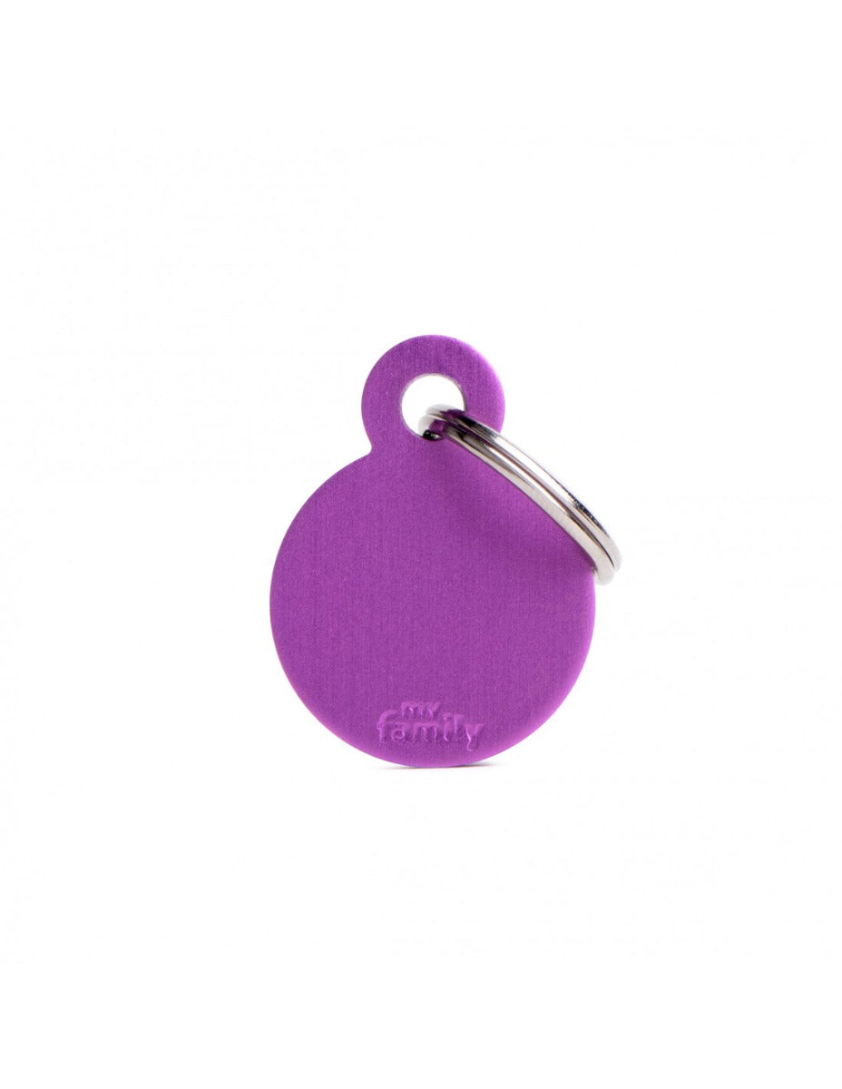 Placa Basic Círculo Aluminio "My Family" Pequeña Morada