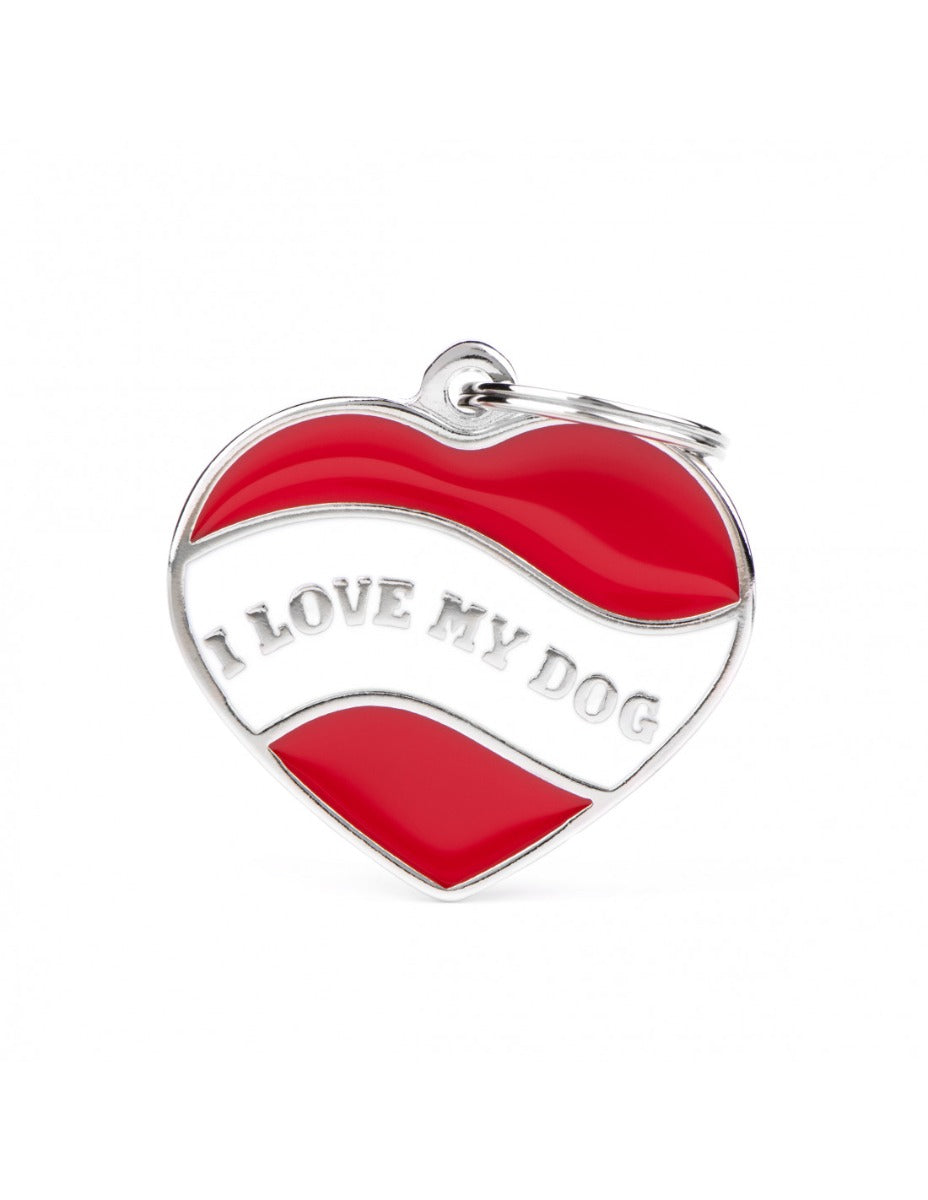 Placa Charms "My Family" Corazón "I love My Dog"